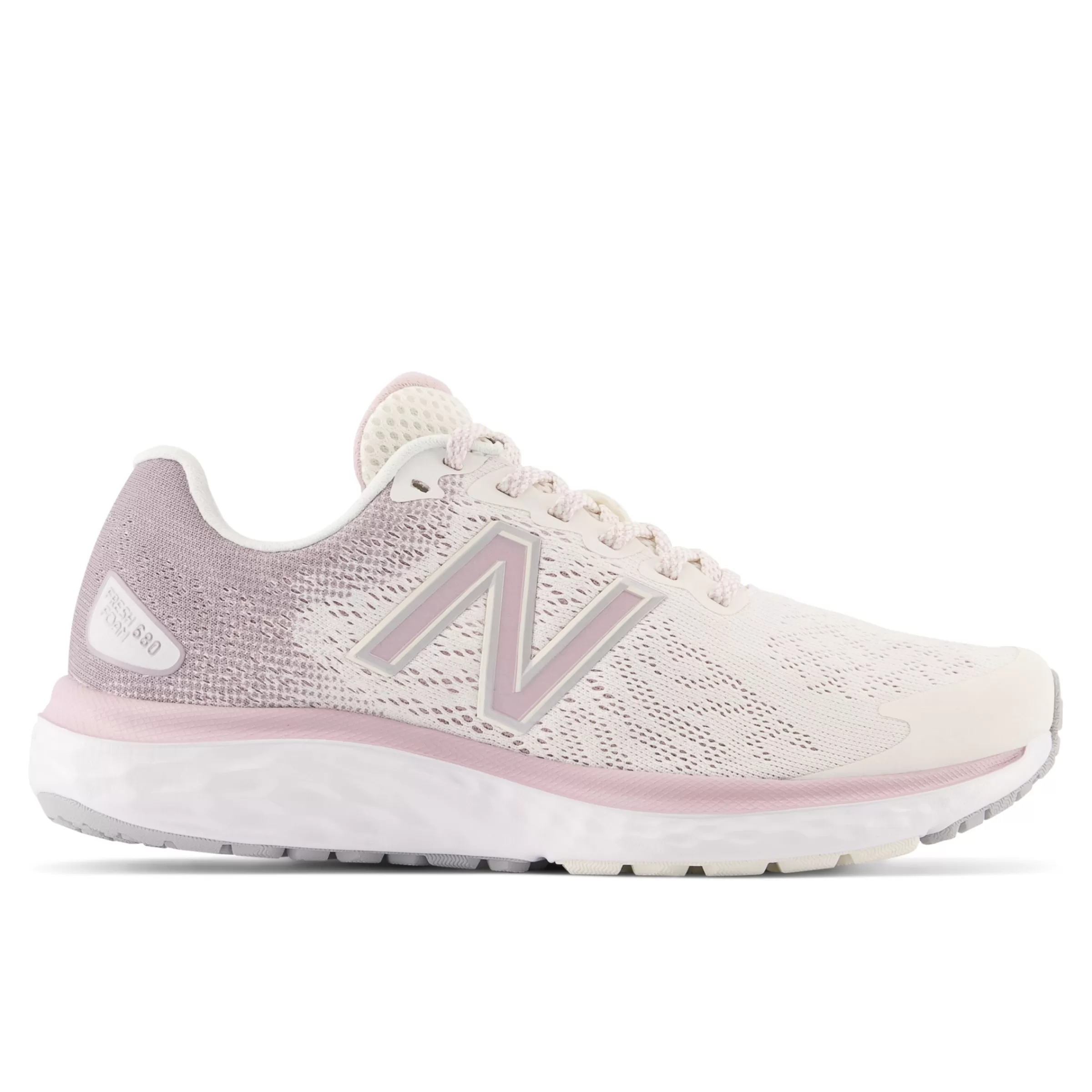 New Balance Chaussures de Running | Course de moyenne distance-FreshFoam680v7 Sea Salt avec Violet Shadow et Silver Metallic