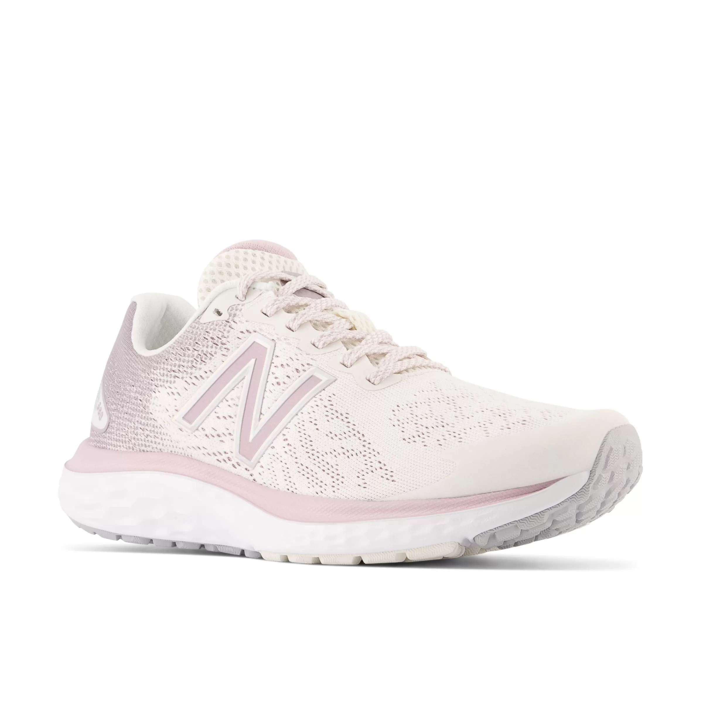 New Balance Chaussures de Running | Course de moyenne distance-FreshFoam680v7 Sea Salt avec Violet Shadow et Silver Metallic