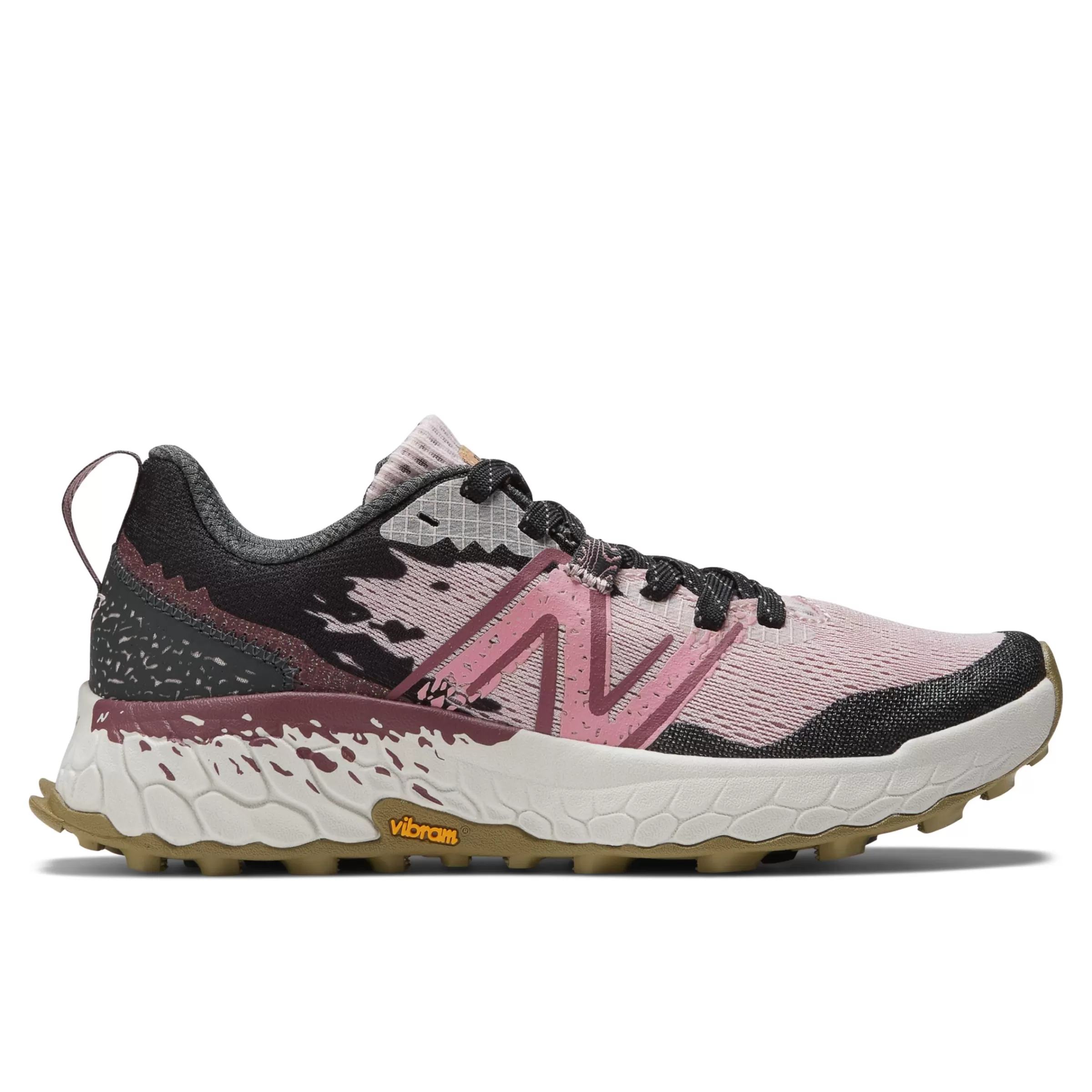 New Balance Chaussures Soldes-FreshFoamXHierrov7 Stone Pink avec Blacktop et Washed Burgundy