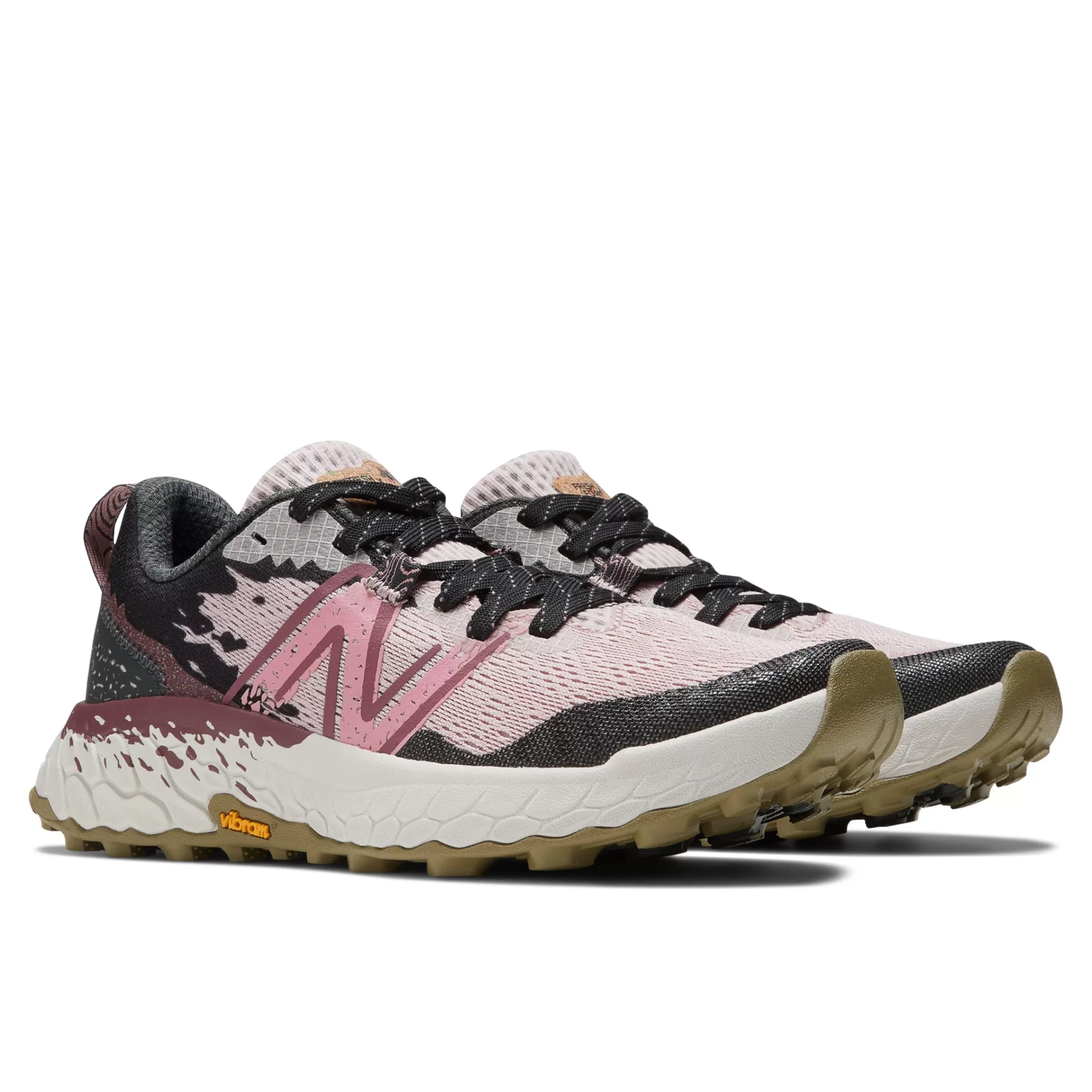 New Balance Chaussures Soldes-FreshFoamXHierrov7 Stone Pink avec Blacktop et Washed Burgundy