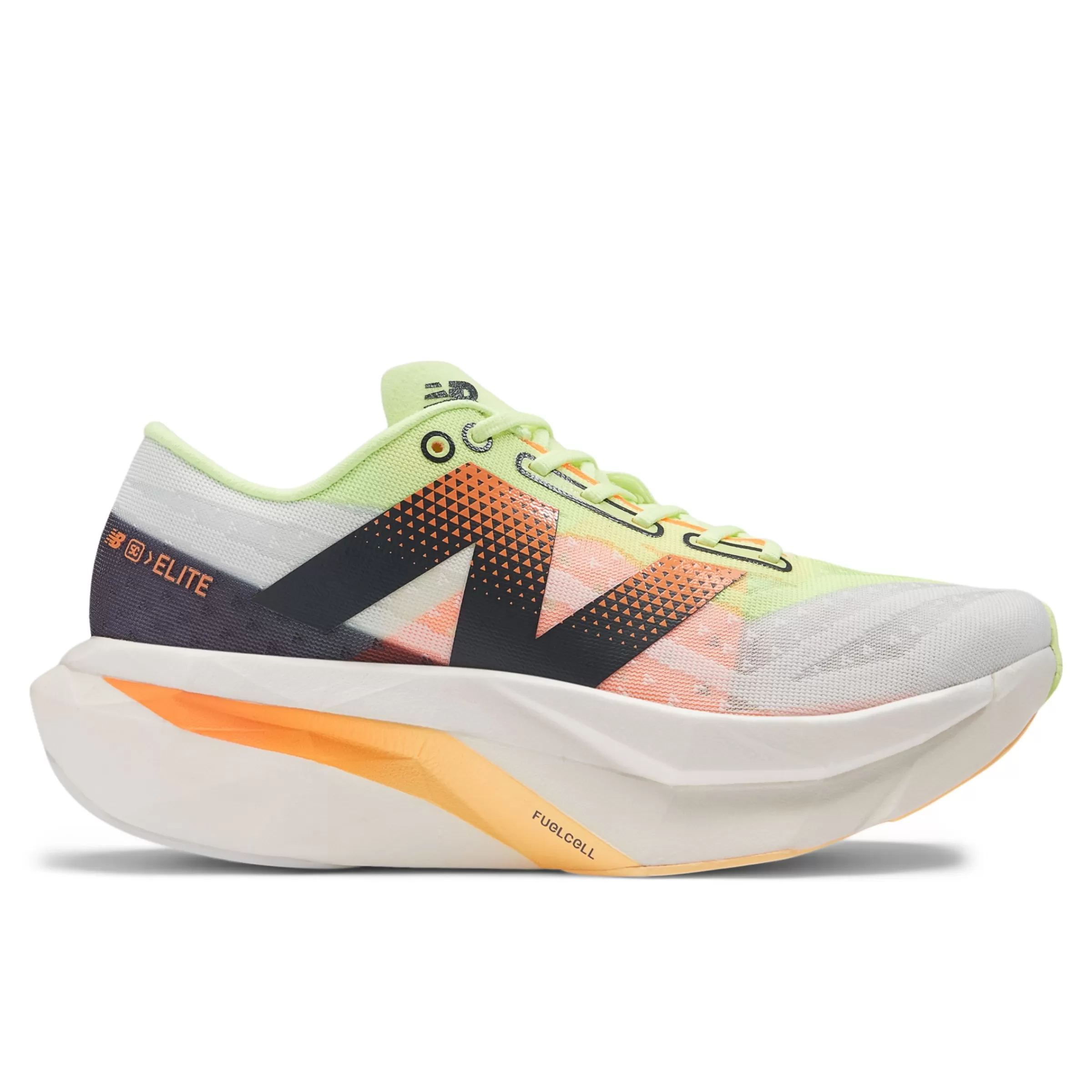 New Balance FuelCell SuperComp Elite | Chaussures de Running-FuelCellSuperCompElitev4 White avec Bleached Lime Glo et Hot Mango