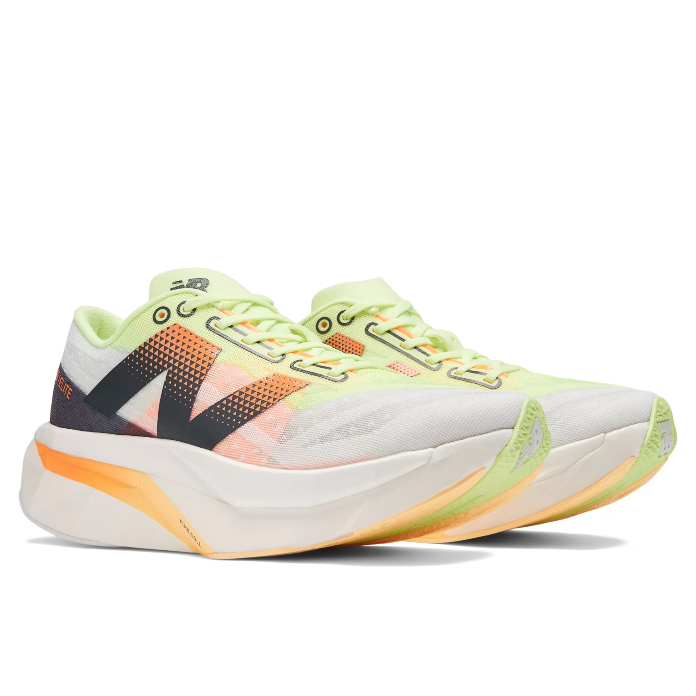 New Balance FuelCell SuperComp Elite | Chaussures de Running-FuelCellSuperCompElitev4 White avec Bleached Lime Glo et Hot Mango