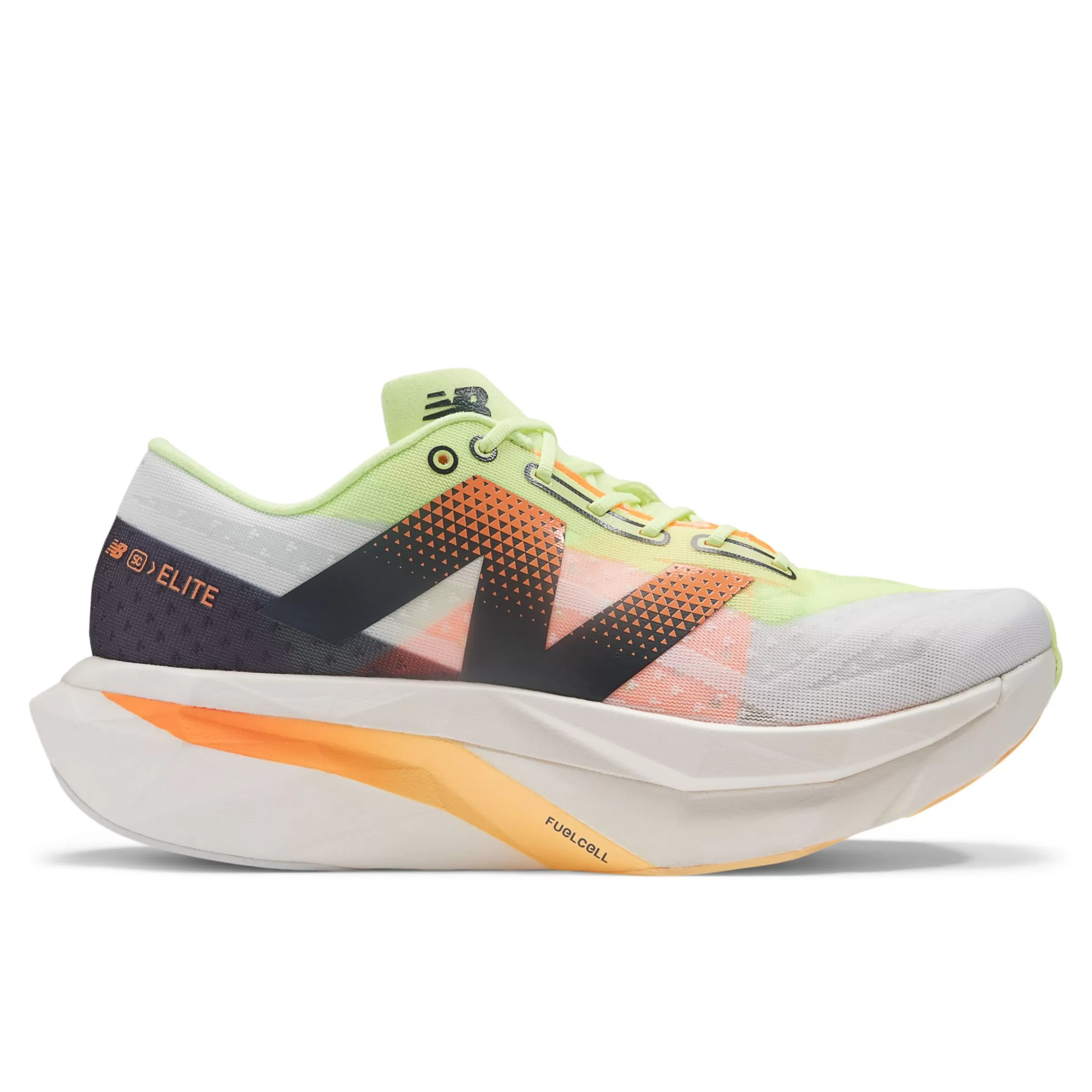 New Balance FuelCell SuperComp Elite | Chaussures de Running-FuelCellSuperCompElitev4 White avec Bleached Lime Glo et Hot Mango