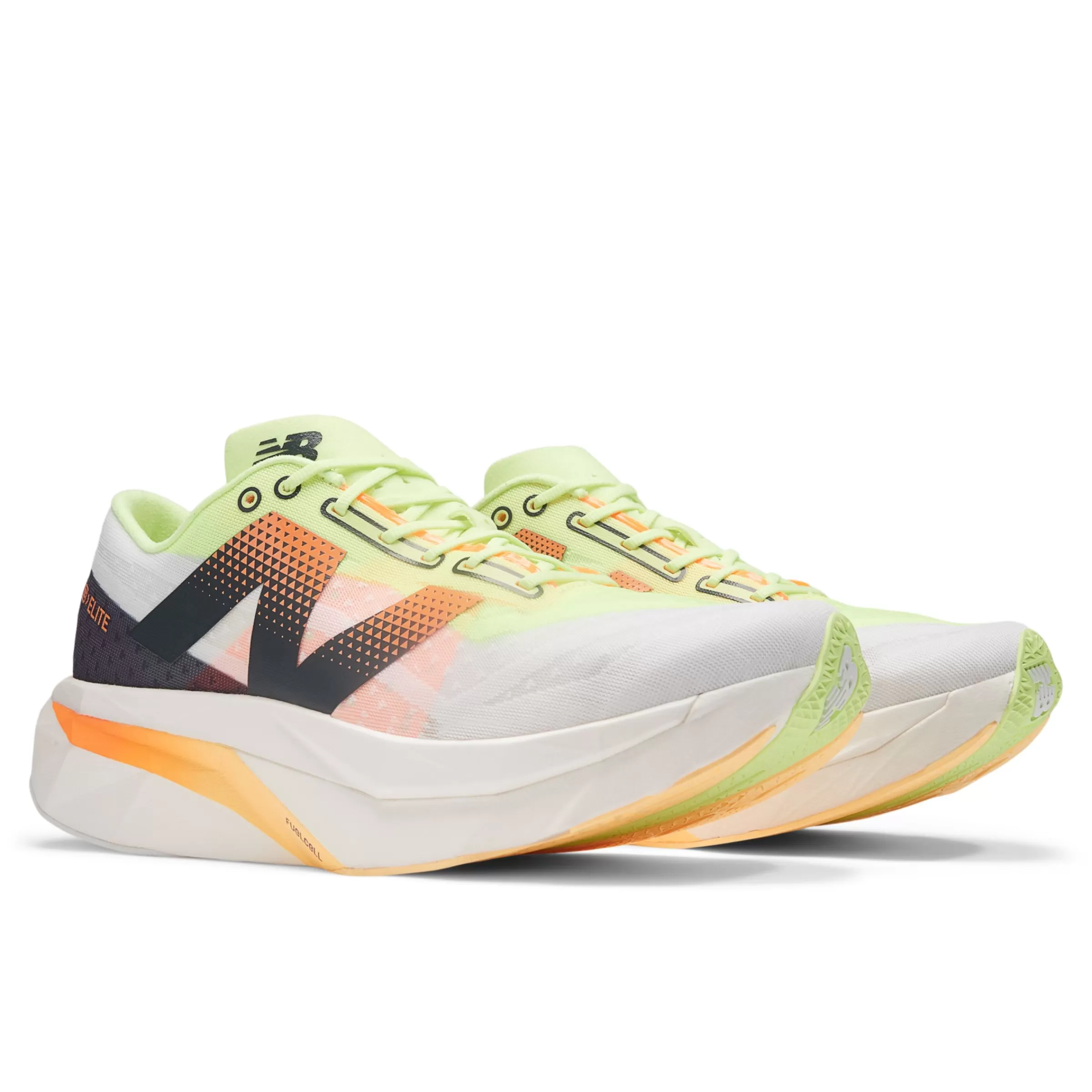 New Balance FuelCell SuperComp Elite | Chaussures de Running-FuelCellSuperCompElitev4 White avec Bleached Lime Glo et Hot Mango