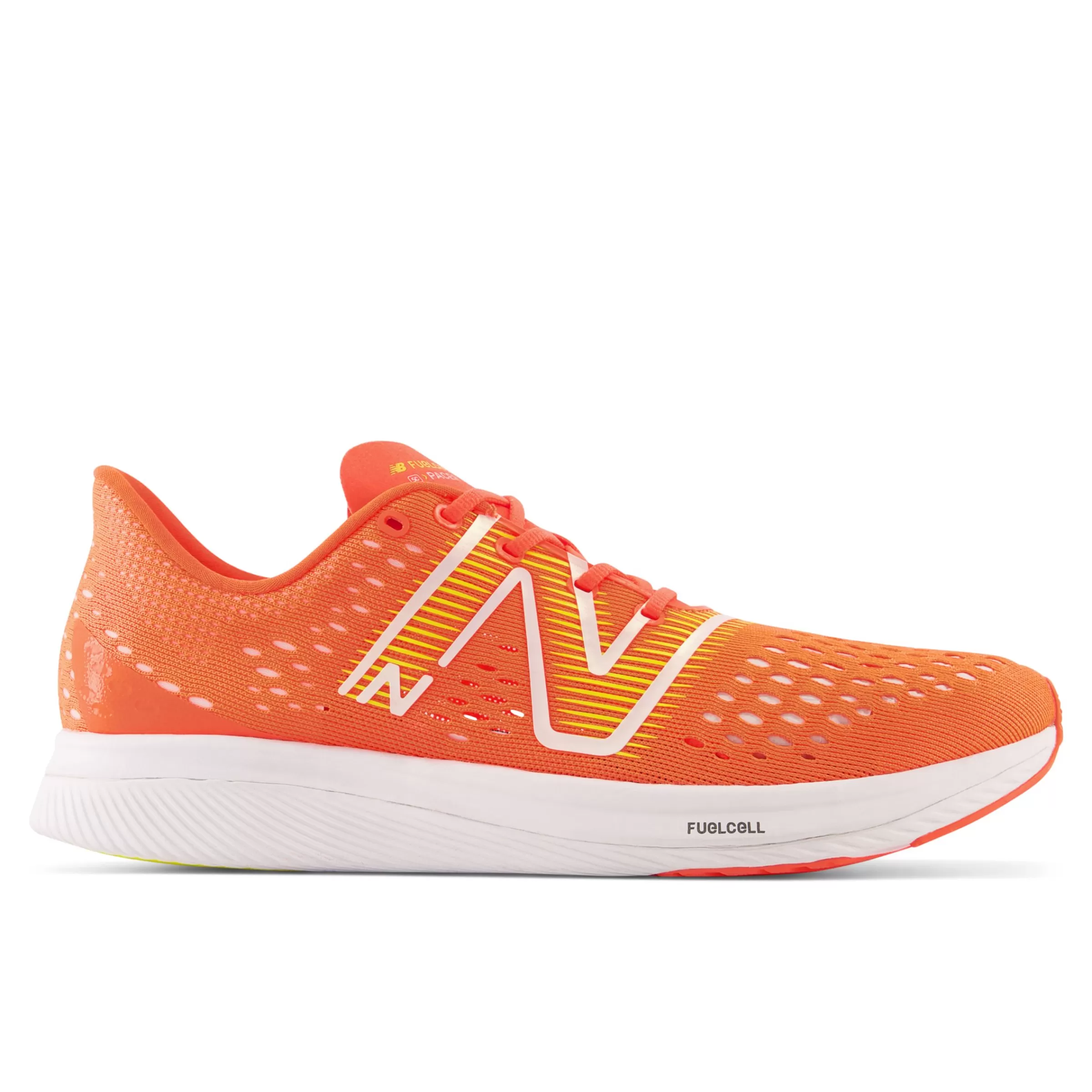 New Balance Chaussures de Running | Course de moyenne distance-FuelCellSupercompPacer Neon Dragonfly avec Cosmic Pineapple et White Iridescent