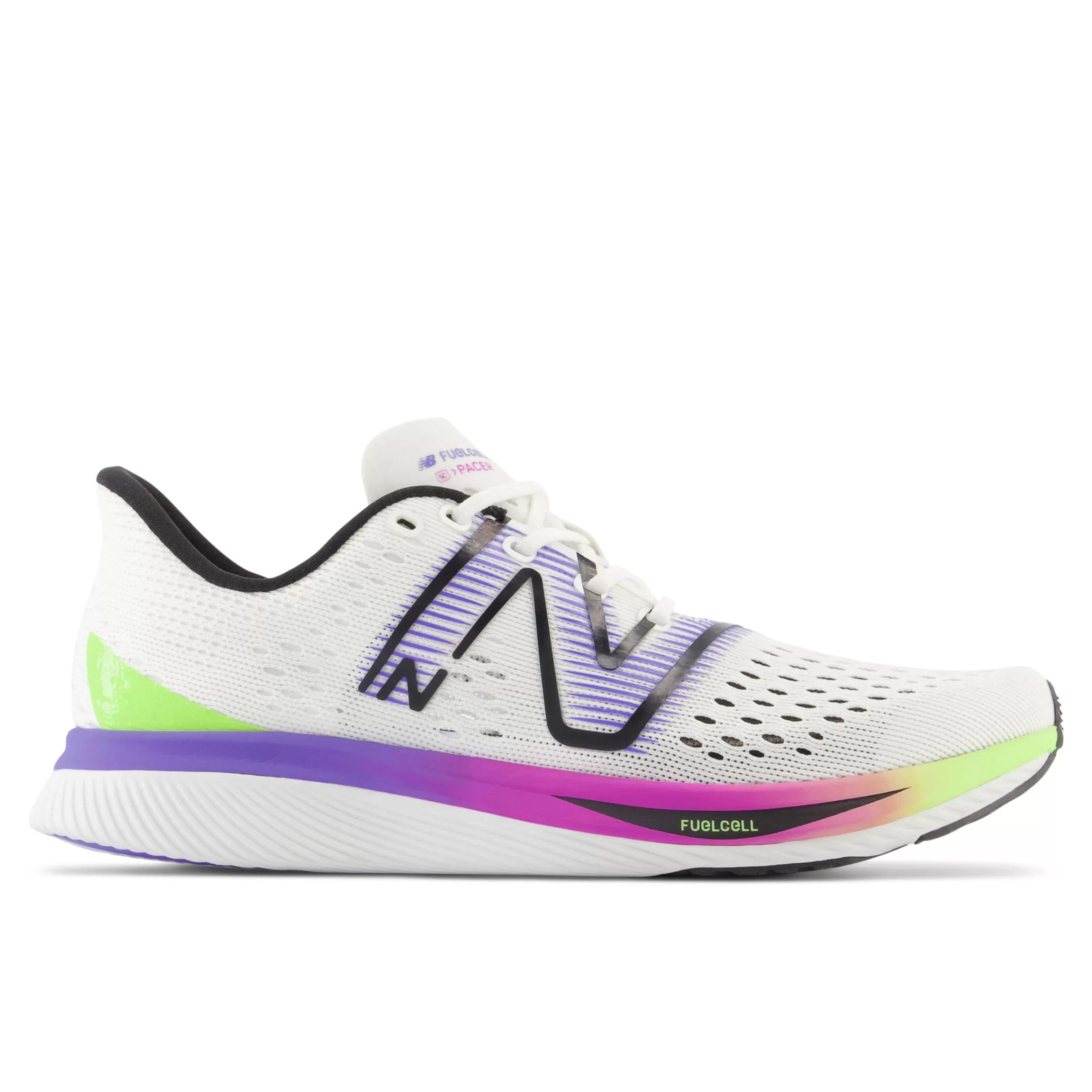 New Balance Chaussures de Running | Course de moyenne distance-FuelCellSuperCompPacer White avec Electric Indigo et Thirty Watt