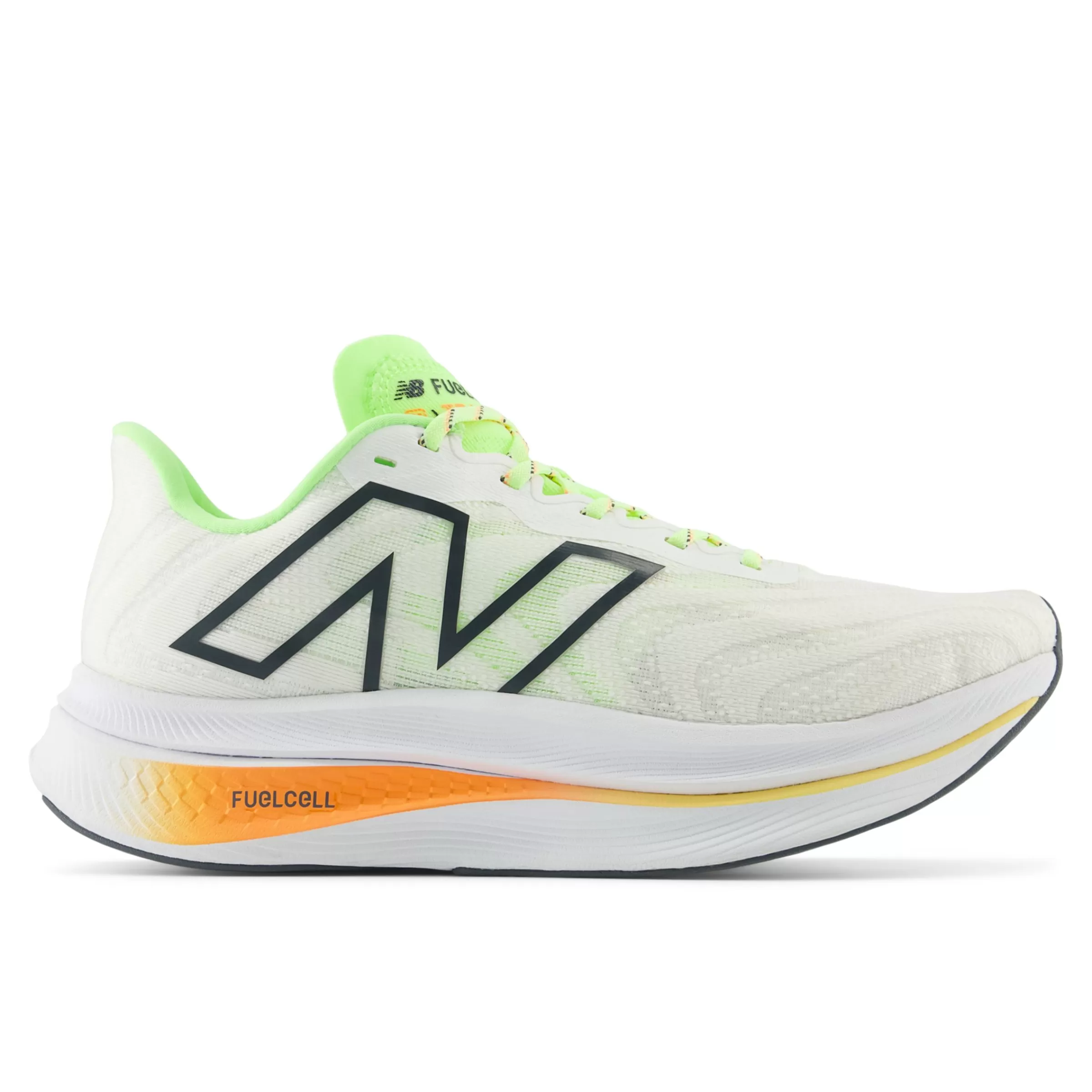 New Balance Chaussures de Running | Course sur longue distance-FuelCellSuperCompTrainerv2 White avec Bleached Lime Glo et Hot Mango