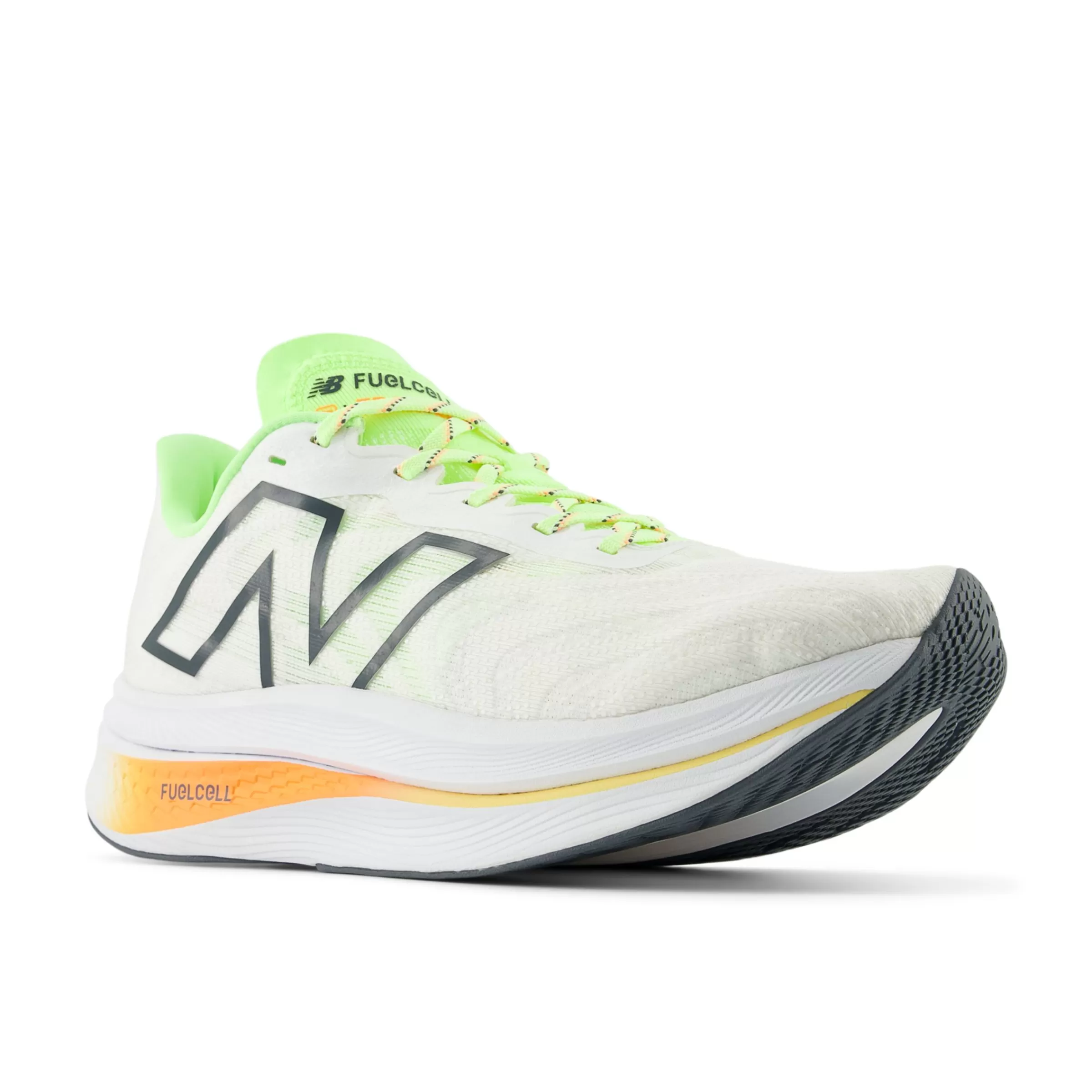 New Balance Chaussures de Running | Course sur longue distance-FuelCellSuperCompTrainerv2 White avec Bleached Lime Glo et Hot Mango