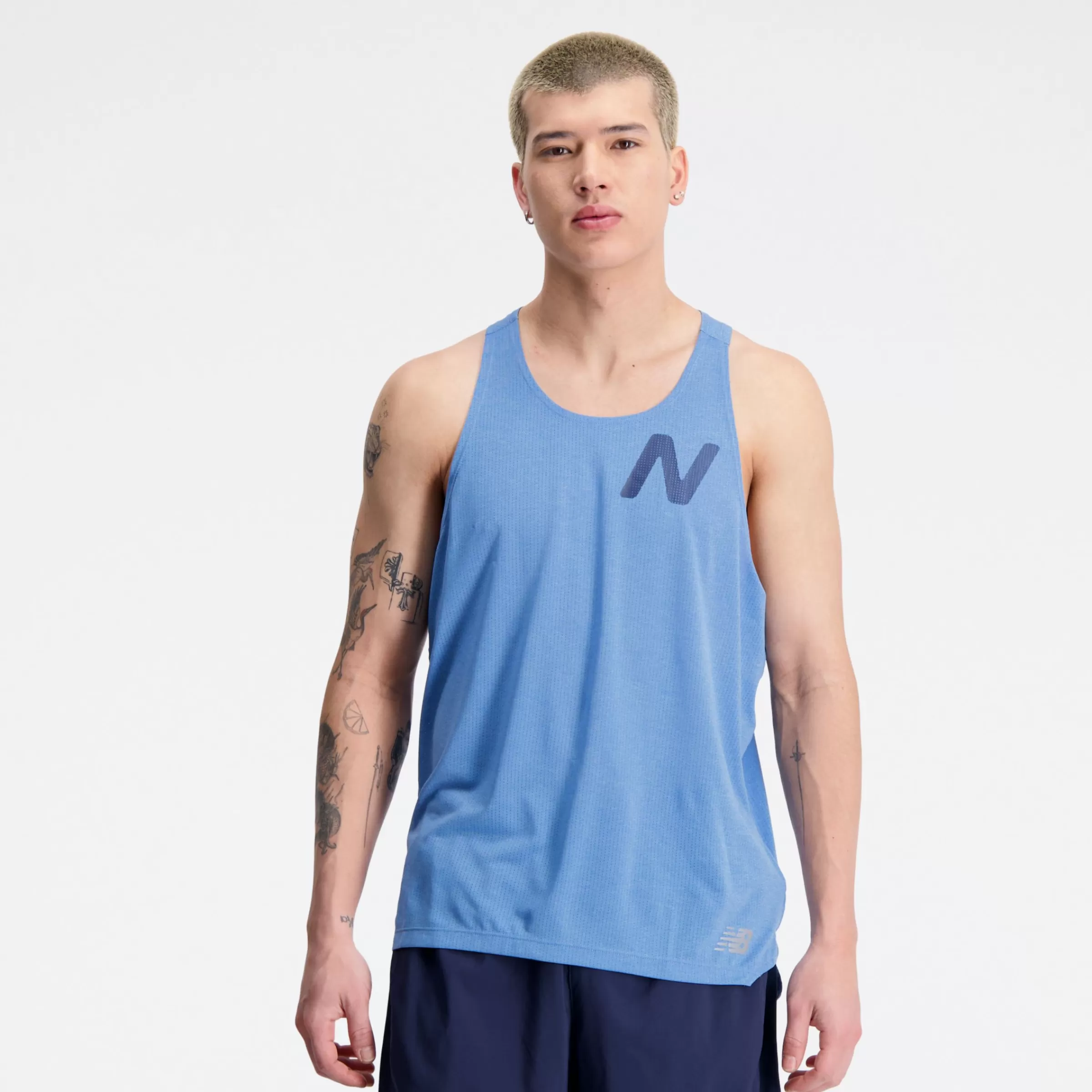 New Balance Vêtements de Running | T-shirts et hauts-GraphicImpactRunSinglet HERITAGE BLUE HEATHER