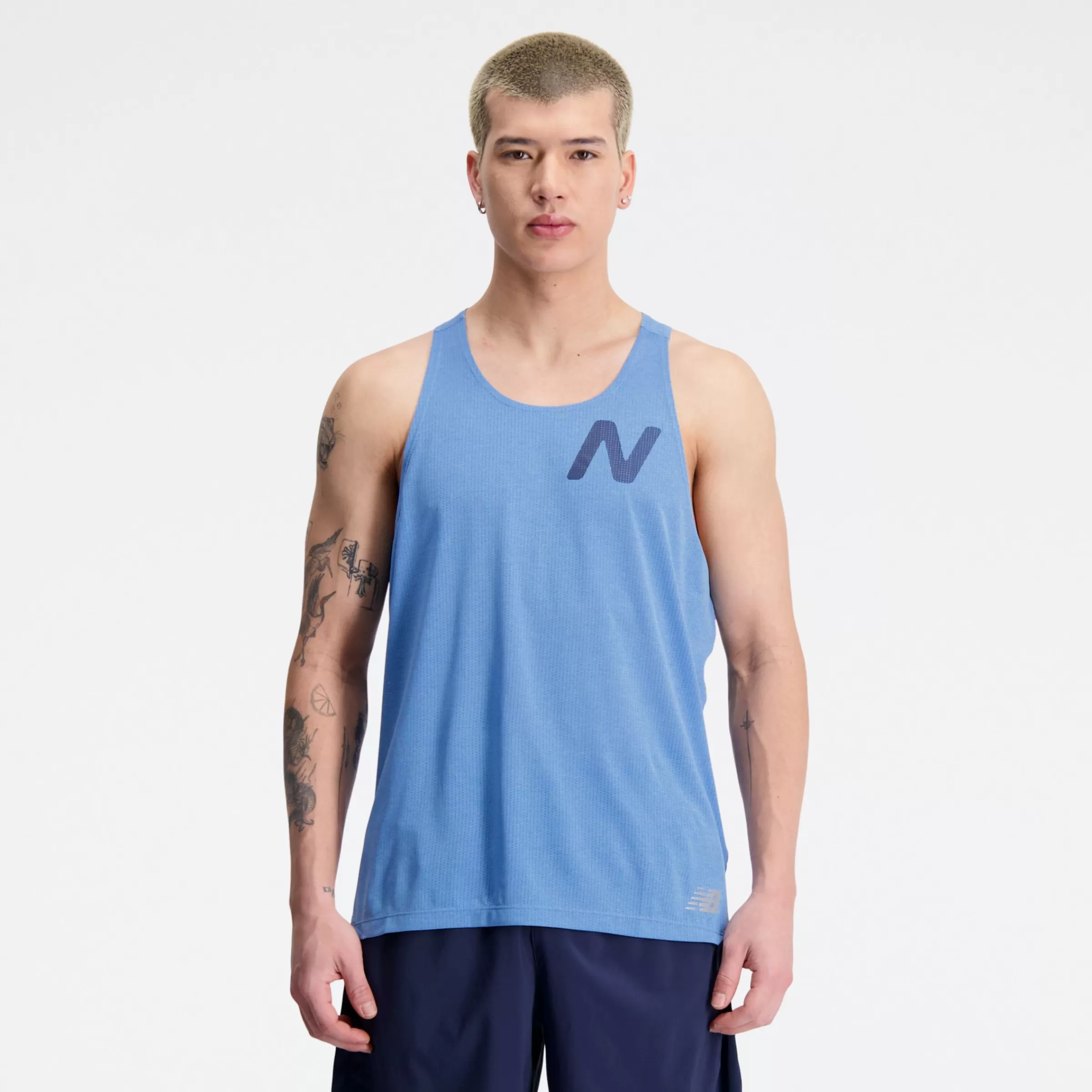 New Balance Vêtements de Running | T-shirts et hauts-GraphicImpactRunSinglet HERITAGE BLUE HEATHER