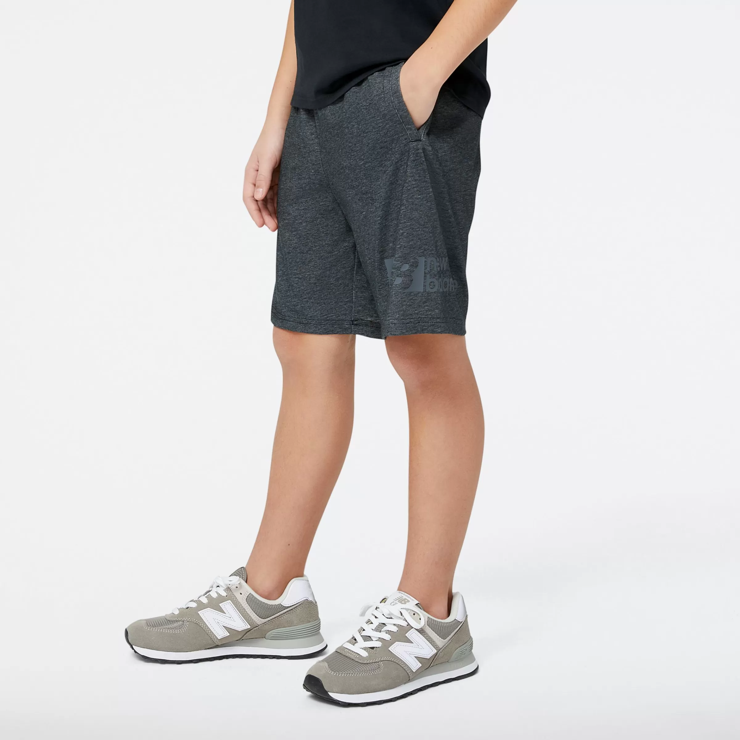 New Balance Vêtements Soldes-HeathertechKnitShort BLACK HEATHER