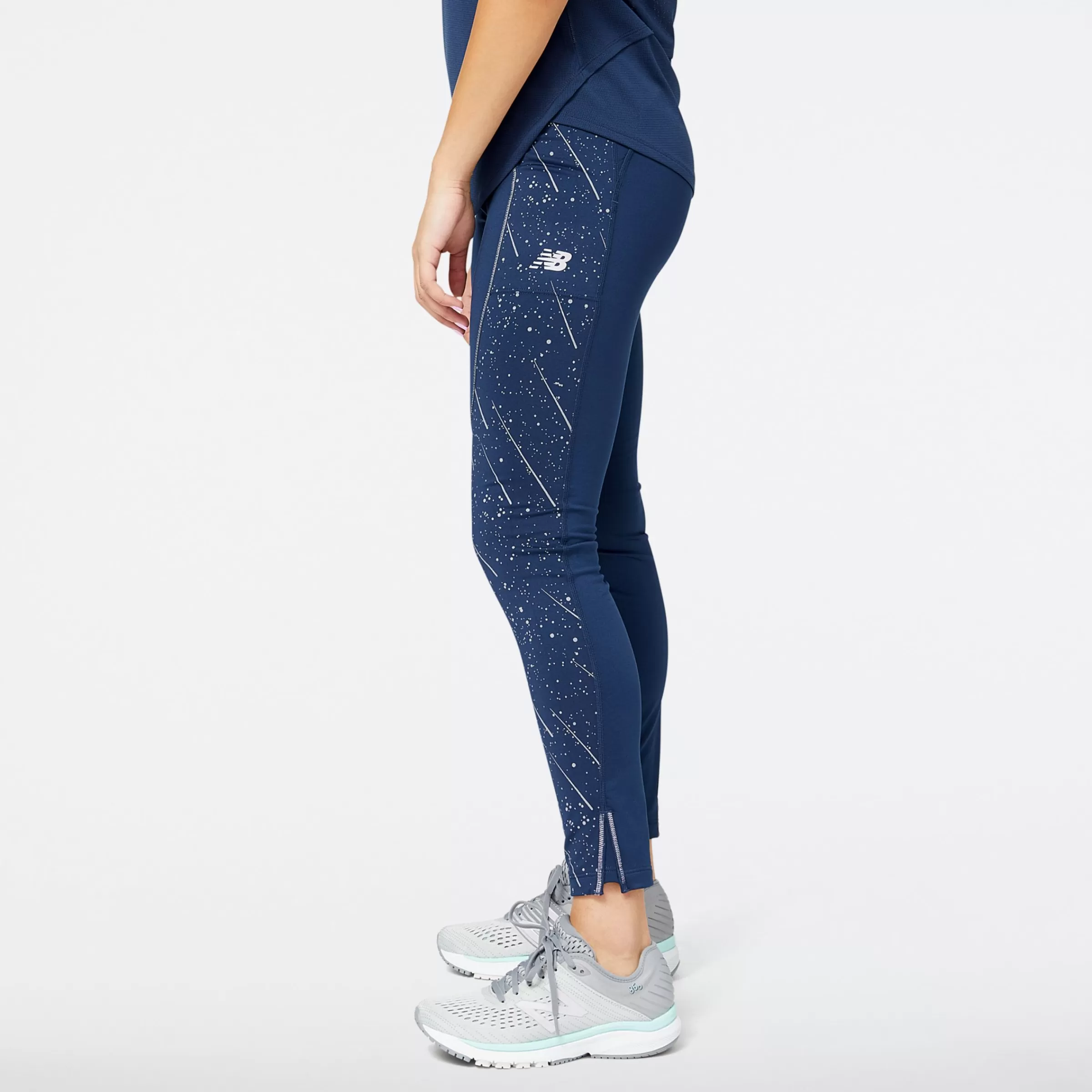 New Balance Vêtements de Running | Pantalons et collants-LeggingsReflectivePrintImpactRunHeat NATURAL INDIGO