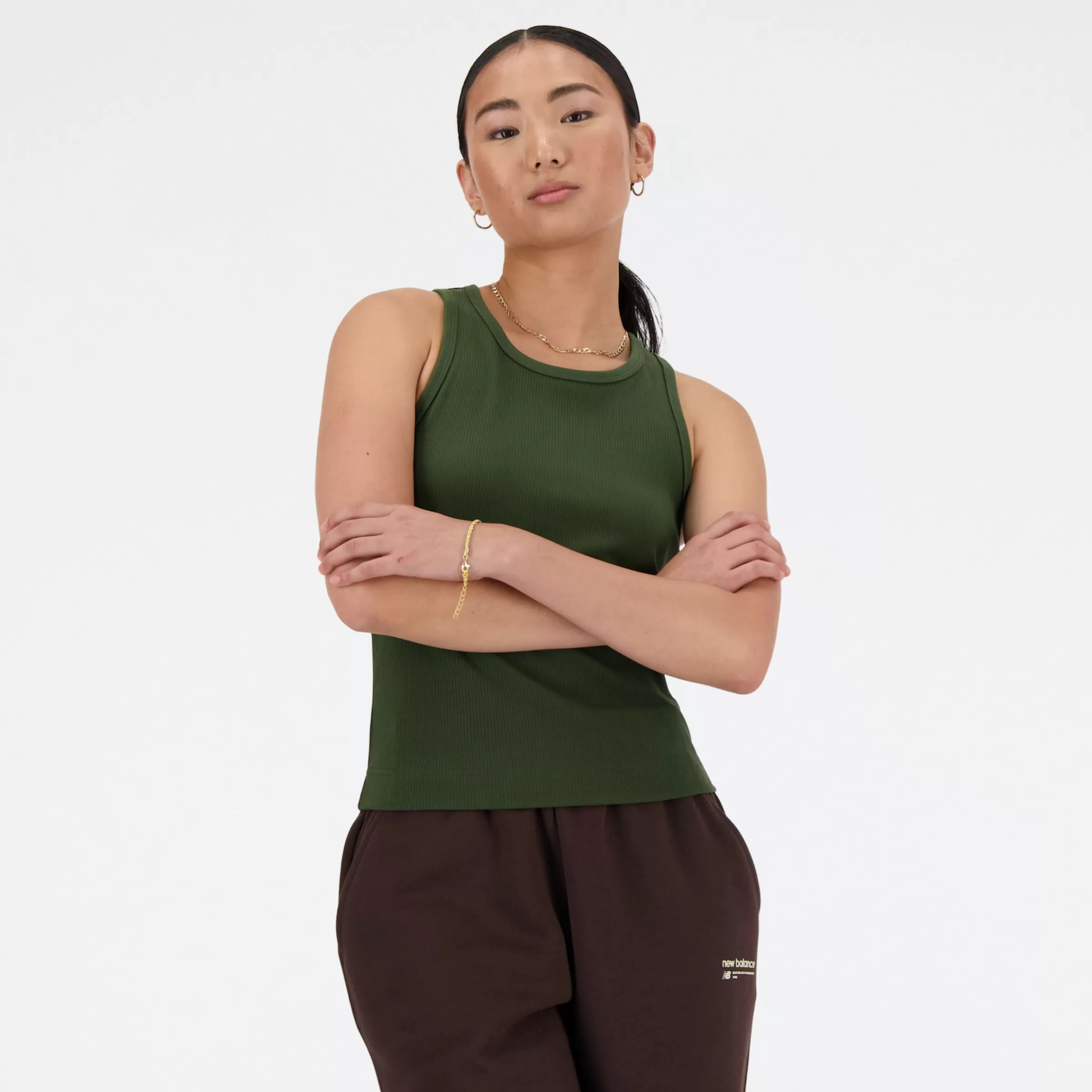 New Balance Vêtements-LinearHeritageRibKnitRacerTank