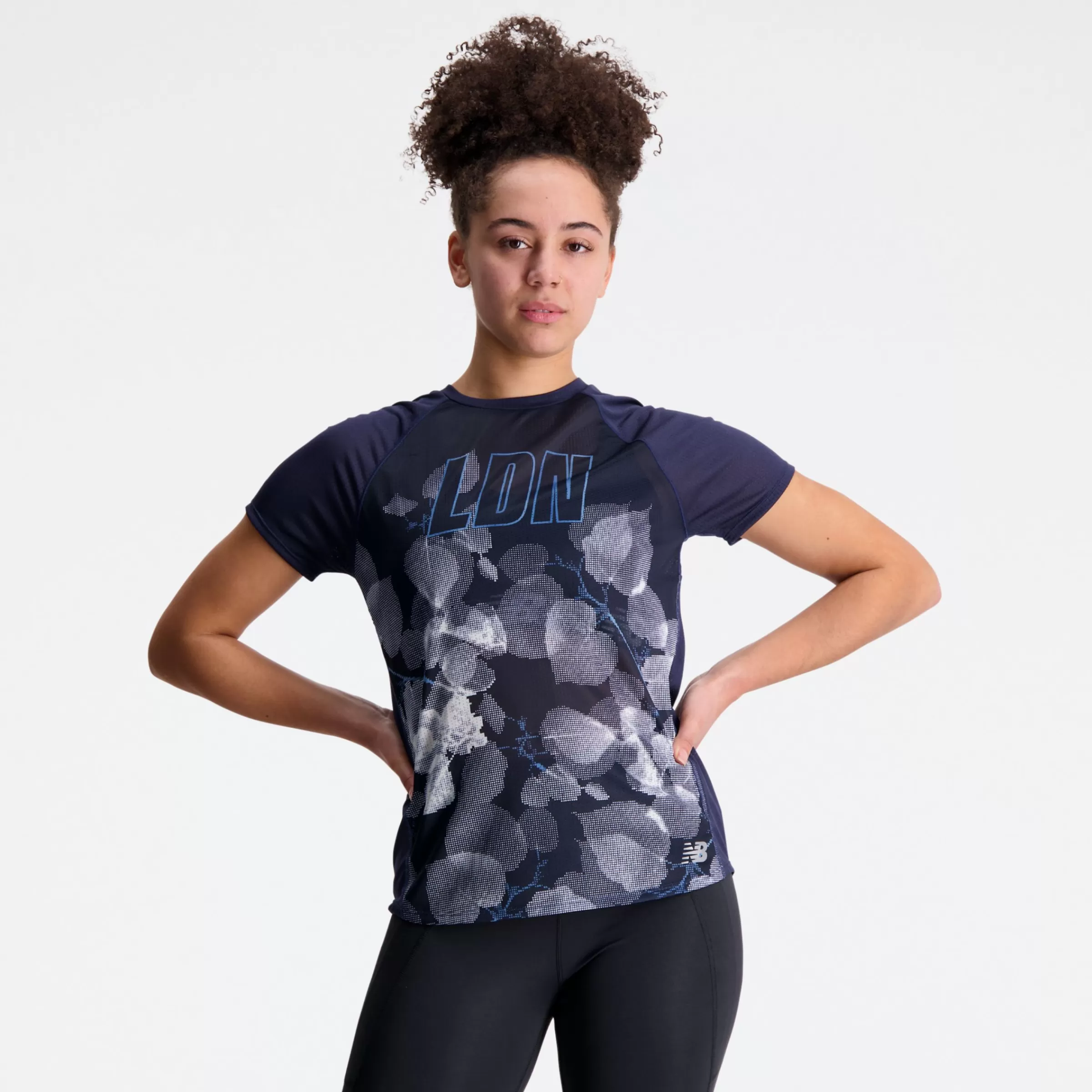 New Balance Vêtements de Running | T-shirts et hauts-LondonEditionPrintedImpactRunShortSleeve NB NAVY