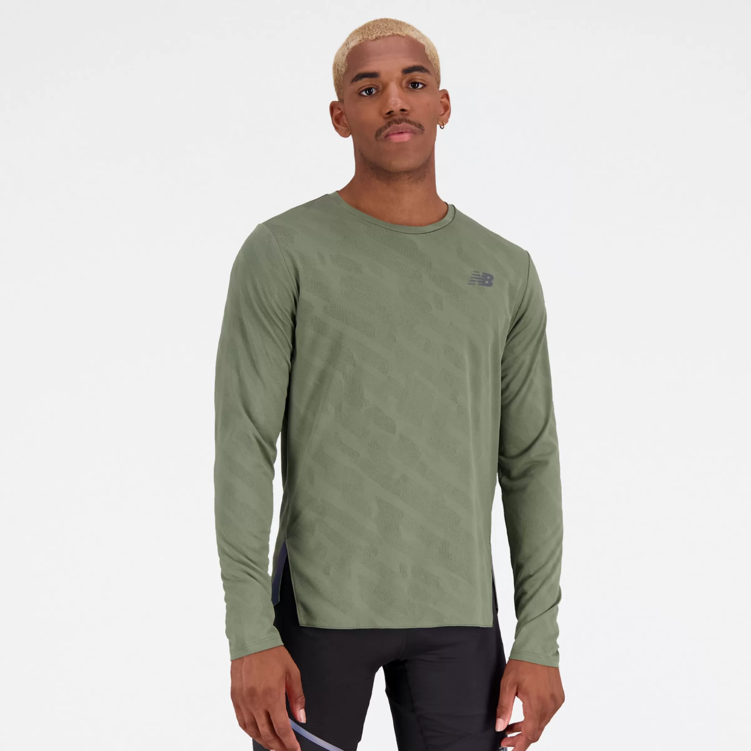 New Balance Vêtements de Running | T-shirts et hauts-LondonEditionQSpeedJacquardLongSleeve DEEP OLIVE GREEN