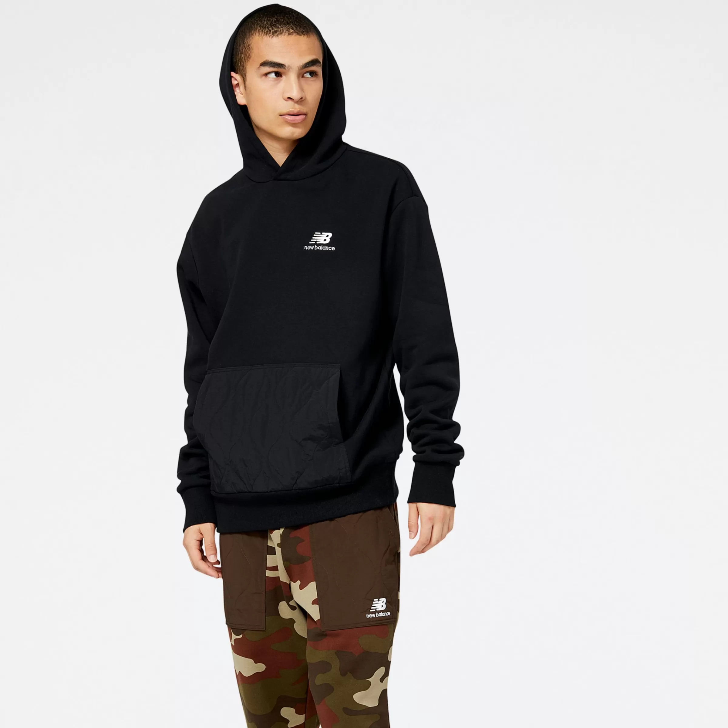 New Balance Vêtements | Sweats à capuche et Sweat-shirts-NBAthleticsQuiltedFleeceHoodie BLACK