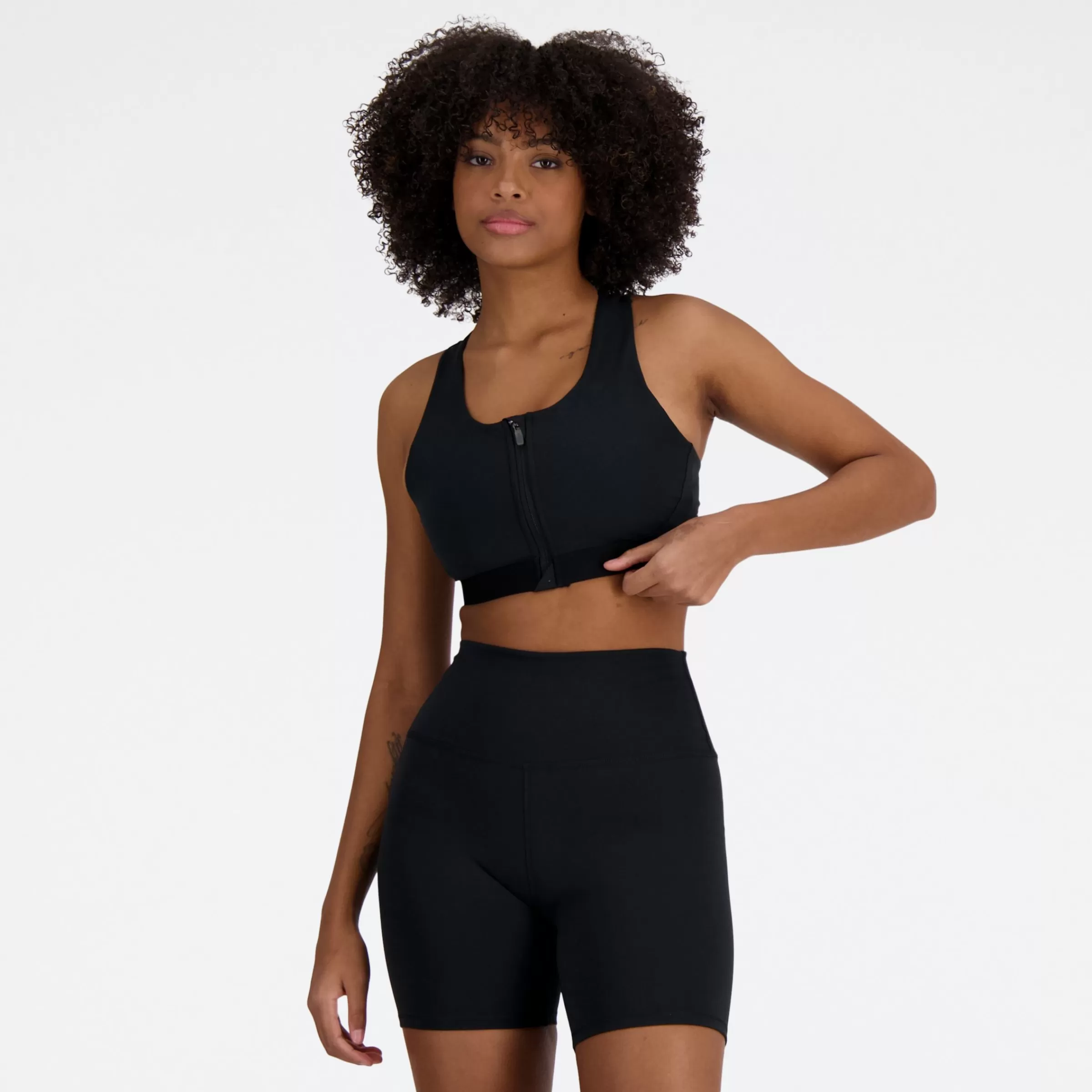 New Balance Randonnée | Trail-NBSleekMediumSupportPocketZipFrontBra BLACK