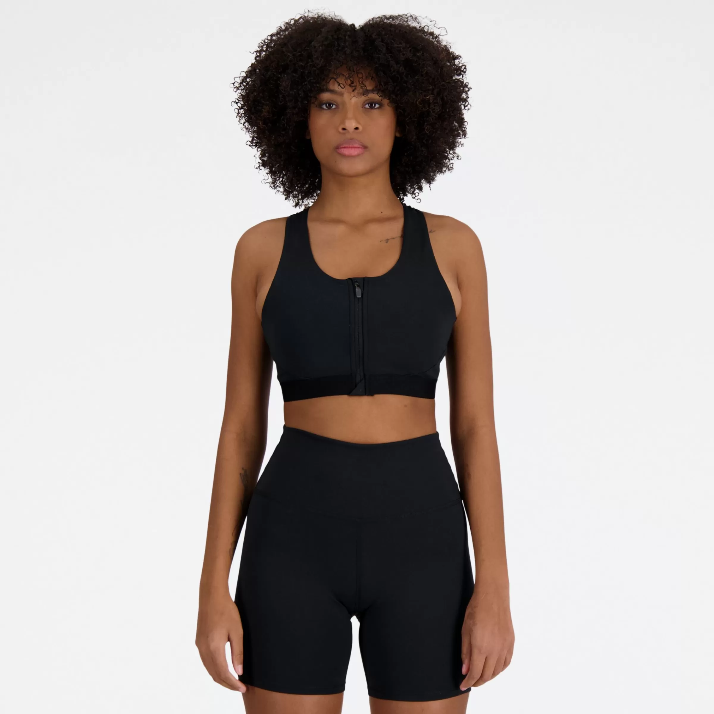 New Balance Randonnée | Trail-NBSleekMediumSupportPocketZipFrontBra BLACK