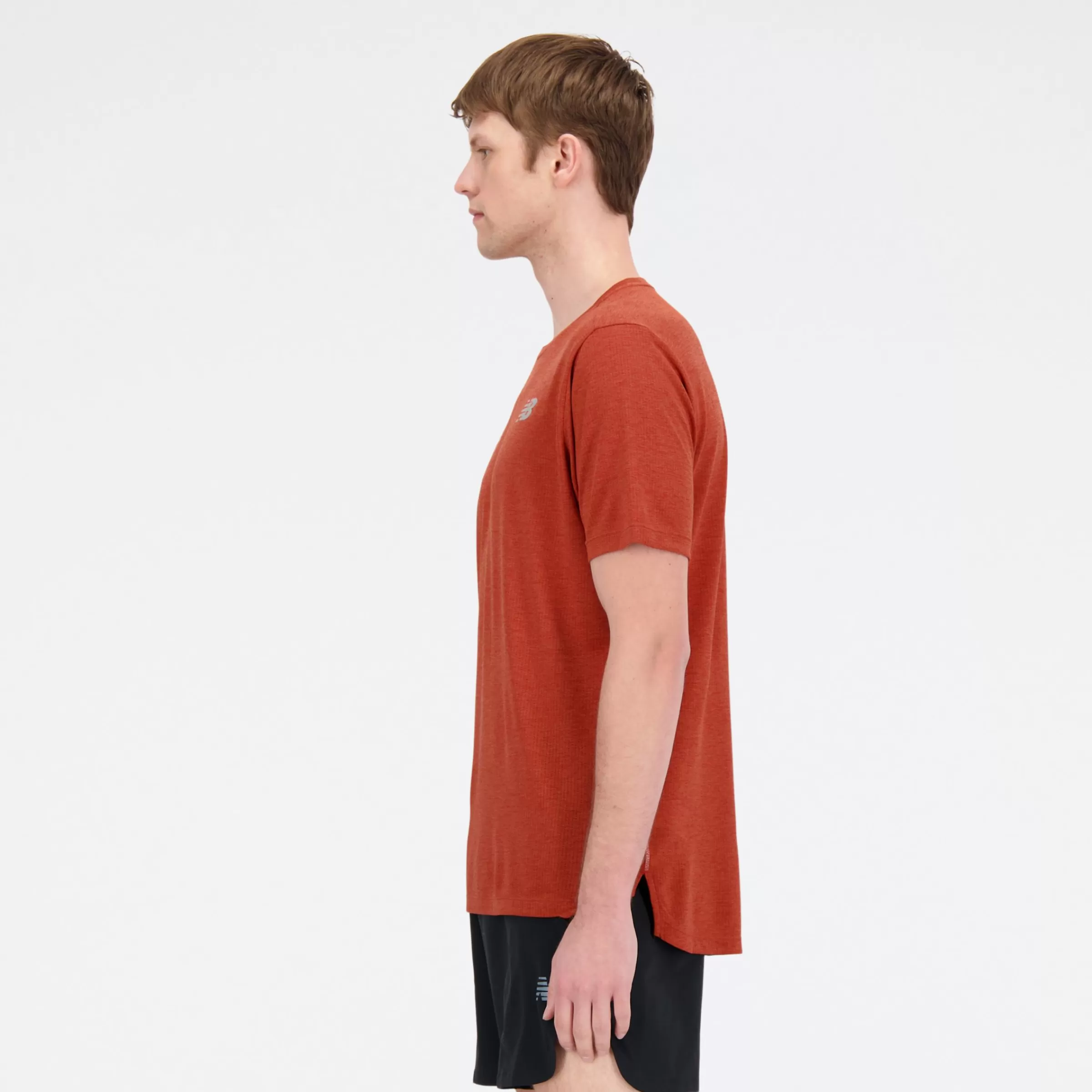New Balance Vêtements Soldes-NYCMarathonImpactRunShortSleeve BRICK RED HEATHER