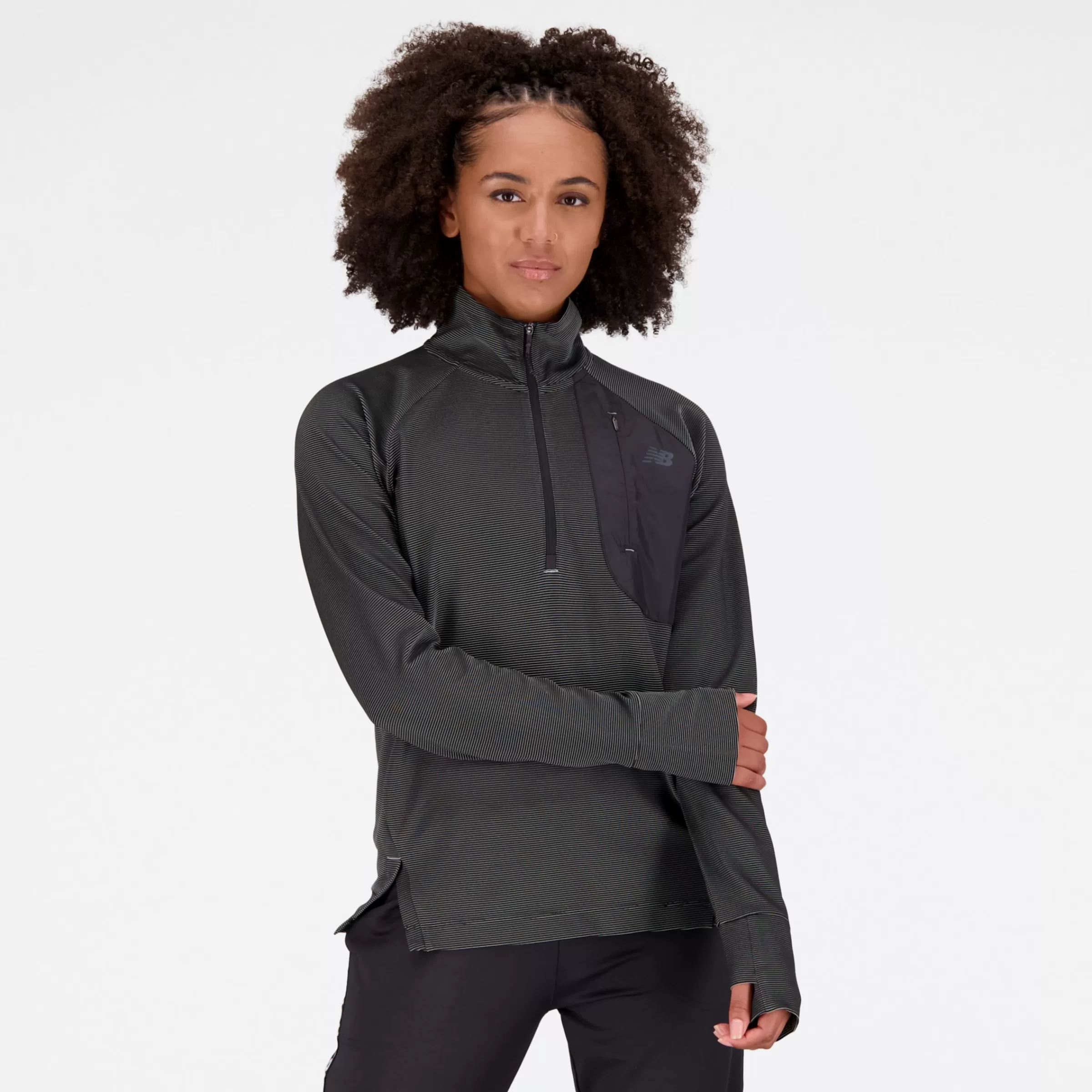 New Balance Vêtements de Running | Sweats à capuche et sweatshirts-QSpeedShift1/2Zip BLACK