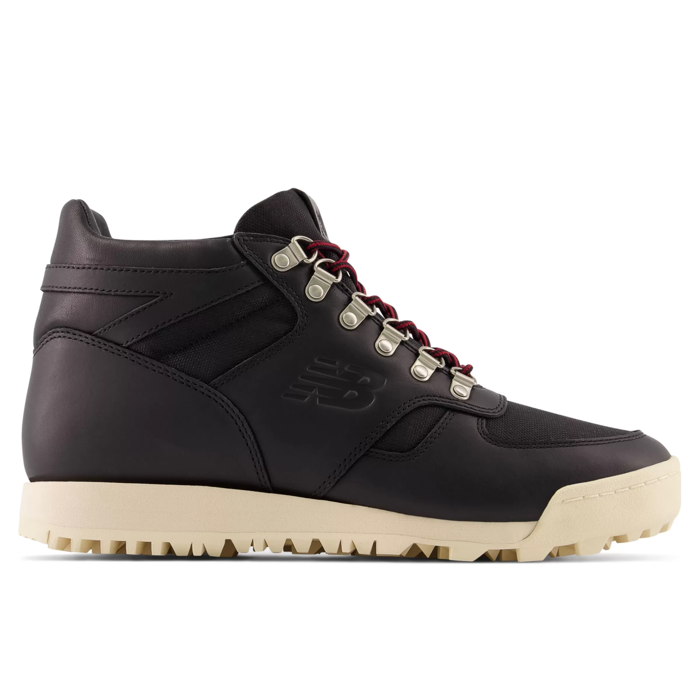 New Balance Chaussures Soldes-Rainier Black avec Macadamia Nut et NB Scarlet